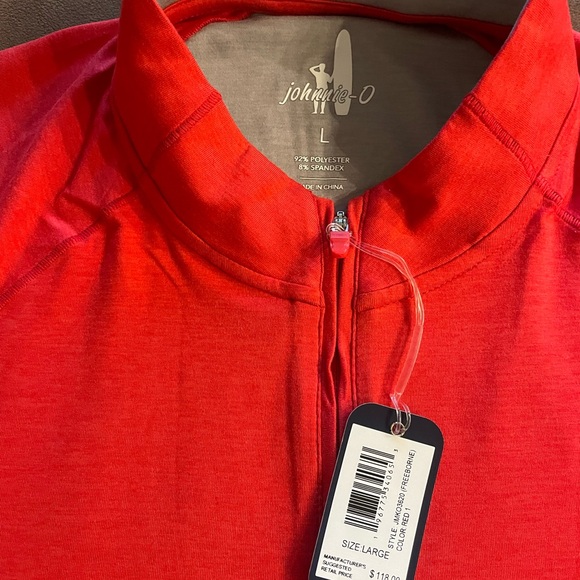 johnnie-O Vibrant Red Half-Zip Polo - Picture 2 of 2